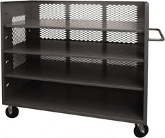 Durham - 2,000 Lb Capacity, 3 Shelf, 3-Sided Steel Truck - 36" Long x 72-1/2" Wide x 56-7/16" High, Phenolic Wheels - Americas Industrial Supply