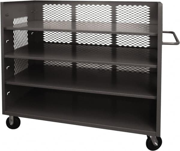 Durham - 2,000 Lb Capacity, 3 Shelf, 3-Sided Steel Truck - 36" Long x 60-1/2" Wide x 56-7/16" High, Phenolic Wheels - Americas Industrial Supply