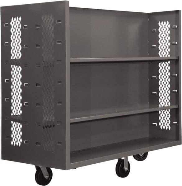 Durham - 2,000 Lb Capacity, 4 Shelf, 2-Sided Steel Mesh Stock Truck - 30" Long x 48" Wide x 57" High, Phenolic Wheels - Americas Industrial Supply