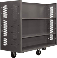 Durham - 2,000 Lb Capacity, 4 Shelf, 2-Sided Steel Mesh Stock Truck - 30" Long x 48" Wide x 57" High, Phenolic Wheels - Americas Industrial Supply