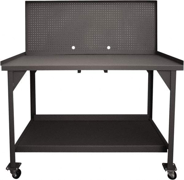 Durham - Pegboard Panel Mobile Work Bench - Steel, Fixed Leg, Gray, 60" Long x 30" Deep x 30-1/4" High - Americas Industrial Supply