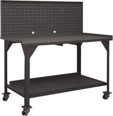 Durham - Louvered Panel Mobile Work Bench - Steel, Fixed Leg, Gray, 60" Long x 30" Deep x 30-1/4" High - Americas Industrial Supply