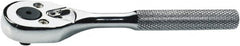 Proto - 1/4" Drive Pear Head Ratchet - Full Polish Chrome Finish, 5" OAL, 90 Gear Teeth, Standard Handle, Reversible Head - Americas Industrial Supply