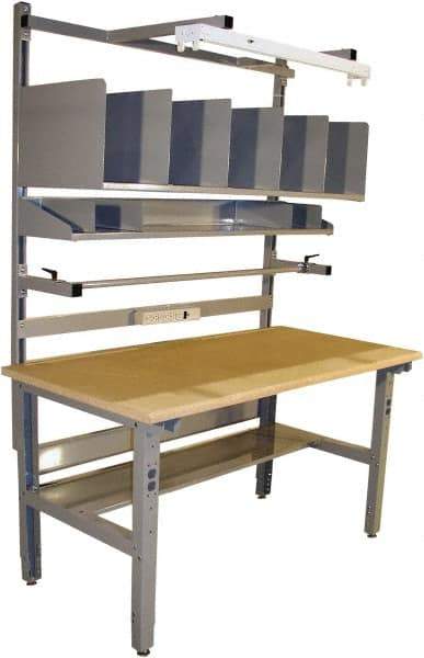 Proline - 60 Wide x 30" Deep x 36" High, Coated MDF Workbench - Adjustable Height Legs, Light Gray - Americas Industrial Supply