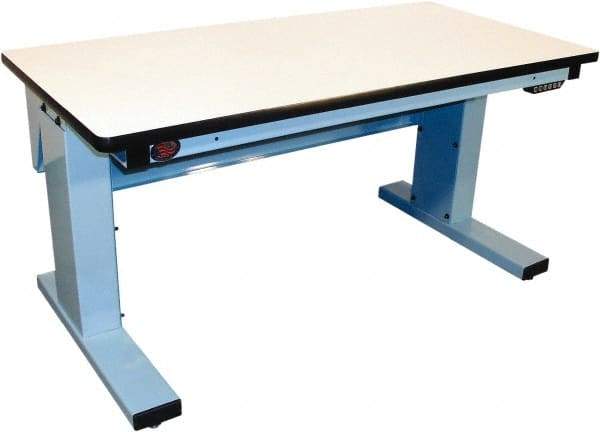 Proline - 60 Wide x 30" Deep x 42-1/2" High, Static Dissipative Workbench - Adjustable Height Legs, Light Blue - Americas Industrial Supply