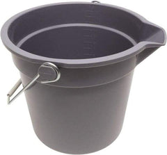 O-Cedar - 14 Qt, 11" High, Plastic Round Gray Single Pail with Pour Spout - Handle Included, 12" Top Diam - Americas Industrial Supply