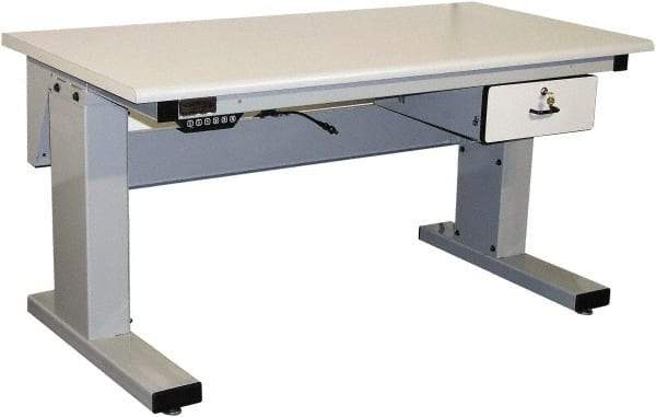 Proline - 60 Wide x 30" Deep x 42-1/2" High, Plastic Laminate Workbench - Adjustable Height Legs, Light Gray - Americas Industrial Supply