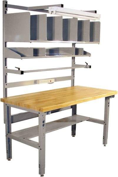 Proline - 60 Wide x 30" Deep x 36" High, Maple Workbench - Adjustable Height Legs, Light Gray - Americas Industrial Supply