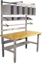 Proline - 60 Wide x 30" Deep x 36" High, Maple Workbench - Adjustable Height Legs, Light Gray - Americas Industrial Supply