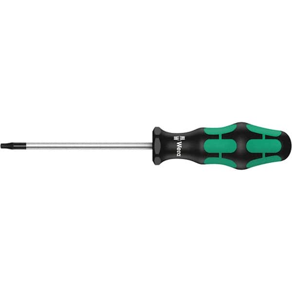 Wera - T15 Tamper Resistant Torx Driver - 12" Blade Length, 16-17/32" OAL, Ergonomic Handle, Chrome Plated Steel - Americas Industrial Supply