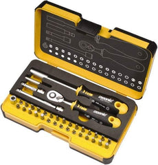 Felo - 36 Piece, 1/4" Drive Screwdriver Mini-Ratchet Bit Kit - #0 to #3 Phillips, 2 to 6mm Hex, T5 to T40 Torx, #1, #2 & #3 Pozidriv, 1/8, 5/32, 3/16, 7/32, 1/4 & 9/32" Slotted - Americas Industrial Supply