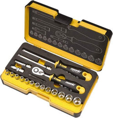 Felo - 19 Piece 1/4" Drive Chrome Finish Socket Set - 6 Points, 1/8" to 9/16" Range, Inch Measurement Standard - Americas Industrial Supply