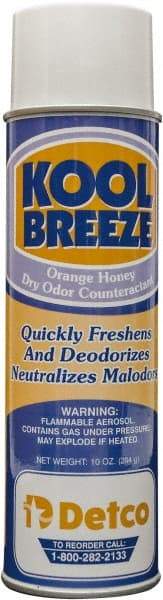 Detco - 20 oz Aerosol Can Deodorizer - Aerosol, Orange-Honey Scent, Environmentally Safe - Americas Industrial Supply