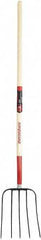 Razor-Back - Fork with 48" Straight Hardwood Handle - 9" Blade Width, 5 Tines, 12-1/2" Tine Length - Americas Industrial Supply