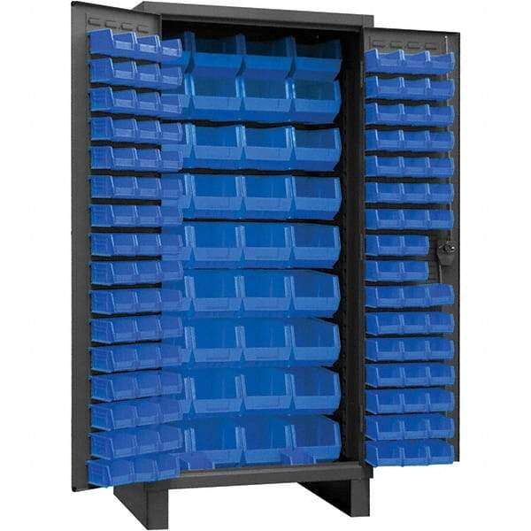 Durham - 132 Bin Storage Cabinet - Steel, 36" Wide x 24" Deep x 78" High, Gray - Americas Industrial Supply