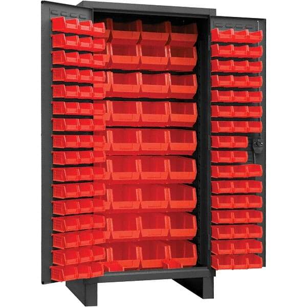 Durham - 132 Bin Storage Cabinet - Steel, 36" Wide x 24" Deep x 78" High, Gray - Americas Industrial Supply