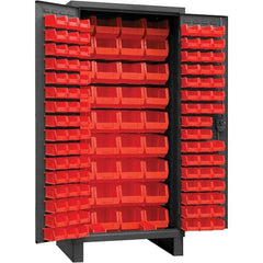 Durham - 132 Bin Storage Cabinet - Steel, 36" Wide x 24" Deep x 78" High, Gray - Americas Industrial Supply