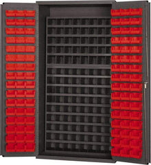 Durham - 208 Bin Storage Cabinet - Steel, 38" Wide x 26" Deep x 72" High, Gray - Americas Industrial Supply