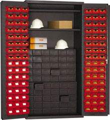 Durham - 2 Shelf 96 Bin Storage Cabinet - Steel, 38" Wide x 26" Deep x 72" High, Gray - Americas Industrial Supply