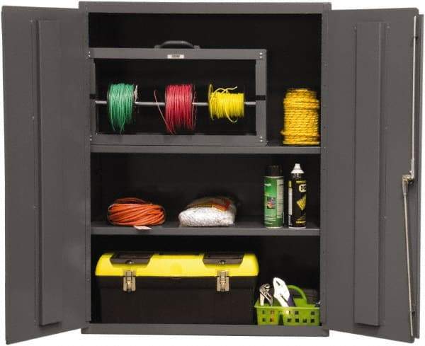 Durham - 2 Shelf Locking Storage Cabinet - Steel, 36" Wide x 18" Deep x 48" High, Gray - Americas Industrial Supply