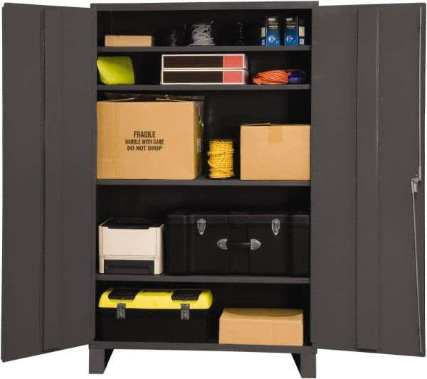 Durham - 4 Shelf Locking Storage Cabinet - Steel, 60" Wide x 24" Deep x 84" High, Gray - Americas Industrial Supply