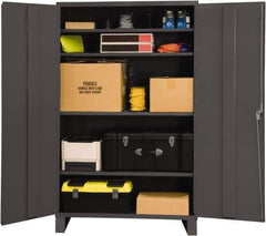 Durham - 4 Shelf Locking Storage Cabinet - Steel, 60" Wide x 24" Deep x 84" High, Gray - Americas Industrial Supply