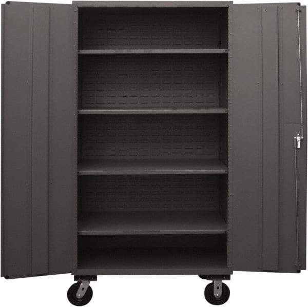Durham - 4 Shelf Locking Storage Cabinet - Steel, 48" Wide x 24" Deep x 80" High, Gray - Americas Industrial Supply