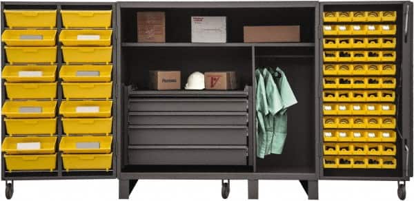 Durham - 2 Shelf 78 Bin Storage Cabinet - Steel, 36" Wide x 36" Deep x 60" High, Gray - Americas Industrial Supply