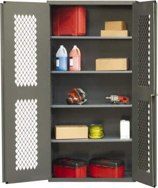 Durham - 4 Shelf Locking Storage Cabinet - Steel, 36" Wide x 24" Deep x 72" High, Gray - Americas Industrial Supply