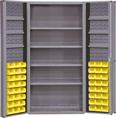 Durham - 10 Shelf 48 Bin Storage Cabinet - Steel, 36" Wide x 24" Deep x 72" High, Gray - Americas Industrial Supply