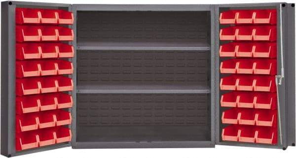 Durham - 2 Shelf 48 Bin Storage Cabinet - Steel, 36" Wide x 24" Deep x 72" High, Gray - Americas Industrial Supply