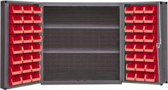 Durham - 2 Shelf 48 Bin Storage Cabinet - Steel, 36" Wide x 24" Deep x 72" High, Gray - Americas Industrial Supply