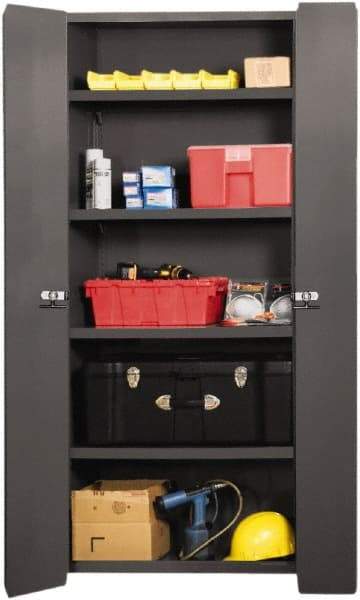 Durham - 4 Shelf Locking Storage Cabinet - Steel, 36" Wide x 20" Deep x 84" High, Gray - Americas Industrial Supply