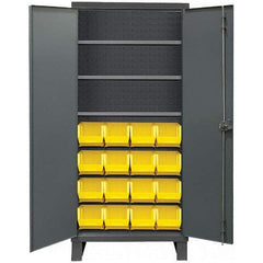 Durham - 3 Shelf 16 Bin Storage Cabinet - Steel, 36" Wide x 24" Deep x 78" High, Gray - Americas Industrial Supply