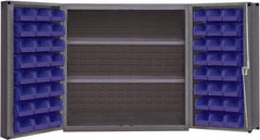Durham - 2 Shelf 48 Bin Storage Cabinet - Steel, 36" Wide x 24" Deep x 72" High, Gray - Americas Industrial Supply