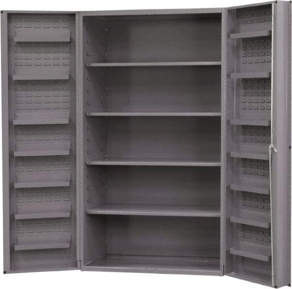 Durham - 4 Shelf Locking Storage Cabinet - Steel, 48" Wide x 24" Deep x 72" High, Gray - Americas Industrial Supply