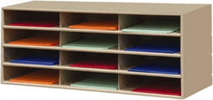 Durham - 38" Wide x 18" High x 16" Deep Steel Literature Holder - 12 Compartments, Tan, 11" Wide x 3" High x 11-5/8" Deep Compartment - Americas Industrial Supply