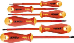Felo - 6 Piece Phillips & Slotted Screwdriver Set - Bit Sizes: Philips #1 to #2, Comes in Cardboard/Plastic Window - Americas Industrial Supply