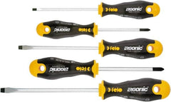 Felo - 5 Piece Phillips & Slotted Screwdriver Set - Bit Sizes: Philips #1 to #2, Comes in Cardboard/Plastic Window - Americas Industrial Supply