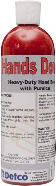 Detco - 16 oz Squeeze Bottle Gel Hand Cleaner with Grit - Red, Cherry Scent - Americas Industrial Supply