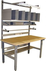 Proline - 72 Wide x 30" Deep x 36" High, Coated MDF Workbench - Adjustable Height Legs, Light Gray - Americas Industrial Supply