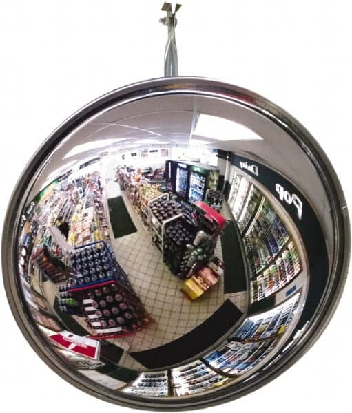 Se-Kure Domes&Mirrors - Indoor Round Convex Safety, Traffic & Inspection Mirrors - Acrylic Lens, Hardboard Backing, 24" Diam, 72' Max Covered Distance - Americas Industrial Supply