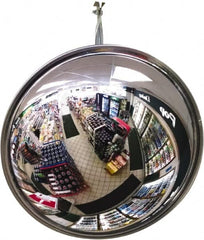 Se-Kure Domes&Mirrors - Indoor Round Convex Safety, Traffic & Inspection Mirrors - Acrylic Lens, Hardboard Backing, 16" Diam, 48' Max Covered Distance - Americas Industrial Supply