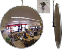 Se-Kure Domes&Mirrors - Indoor Round Convex Safety, Traffic & Inspection Mirrors - Acrylic Lens, Hardboard Backing, 18" Diam, 18' Max Covered Distance - Americas Industrial Supply