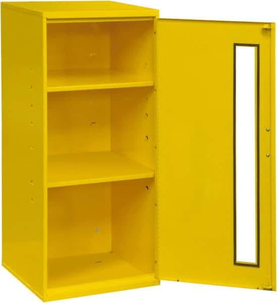 Durham - 2 Shelf Wall Storage Cabinet - Steel, 13-3/4" Wide x 12-3/4" Deep x 30" High, Yellow - Americas Industrial Supply