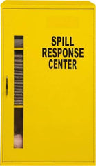 Durham - 1 Door, 2 Shelf, Yellow Steel Wall Mount Spill Control/Respirator Safety Cabinet - 32-3/4" High x 19-7/8" Wide x 14-1/4" Deep, Manual Closing Door, Full Length Plexiglass Window - Americas Industrial Supply
