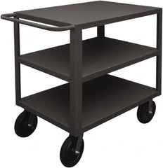 Durham - 5,000 Lb Capacity, 24" Wide x 36" Long x 40-1/4" High Heavy Duty Service Cart - 3 Shelf, Steel, 2 Rigid/2 Swivel Casters - Americas Industrial Supply