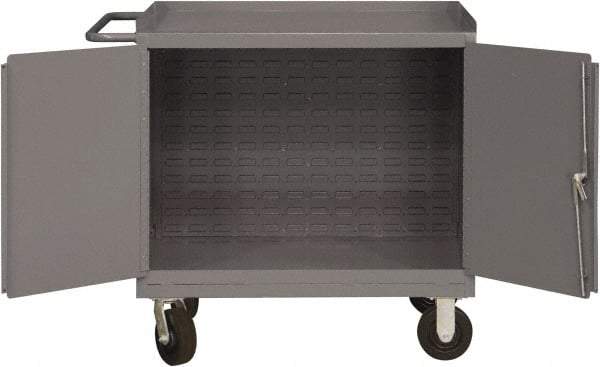 Durham - 2,000 Lb Capacity, 24" Wide x 36" Long x 40-1/2" High Mobile Cart - 2 Door, Steel, 2 Rigid/2 Swivel Casters - Americas Industrial Supply