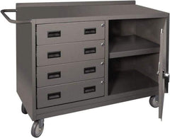 Durham - 1,200 Lb Capacity, 18" Wide x 48" Long x 30-3/4" High Mobile Cart - 1 Door, 4 Drawer, 1 Shelf, Steel, 2 Rigid/2 Swivel Casters - Americas Industrial Supply