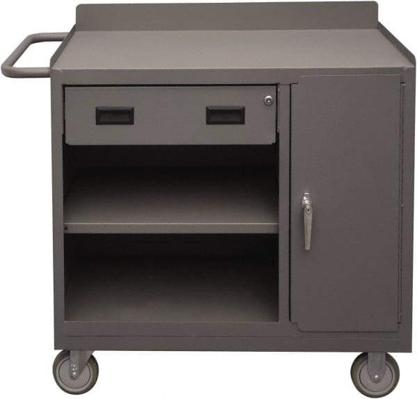 Durham - 1,200 Lb Capacity, 18" Wide x 36" Long x 39-3/4" High Mobile Cart - 1 Door, 1 Drawer, 2 Shelf, Steel, 2 Rigid/2 Swivel Casters - Americas Industrial Supply